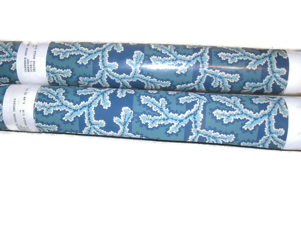 Vintage Clarence House "Marigot #034; Wallpaper #9390 Handprint KAZUMI 1 Roll -5 yds blue/white