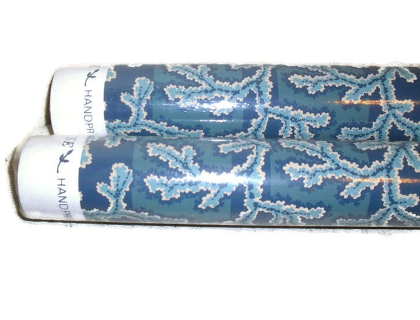 Vintage Clarence House "Marigot #034; Wallpaper #9390 Handprint KAZUMI 1 Roll -5 yds blue/white