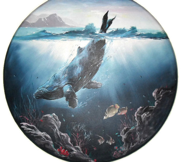 Original Marine Life Humpback Whale Painting By Andie Cho, in the style of Wyland